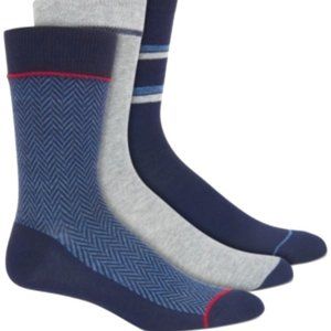 Mens Perry Ellis Socks Portfolio 3 Pk Herringbone Dress New